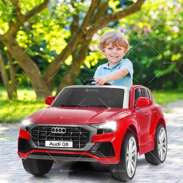 Акумулаторен автомобил Audi Q8 с 3 степени на скорост, меки гуми и кожена седалка 6
