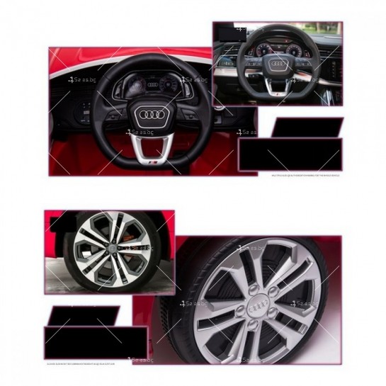 Акумулаторен автомобил Audi Q8 с 3 степени на скорост, меки гуми и кожена седалка