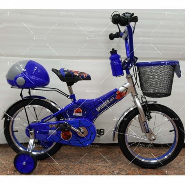 Детски велосипед с кош и помощни колела Spiderman  с 16'' цолови гуми 2
