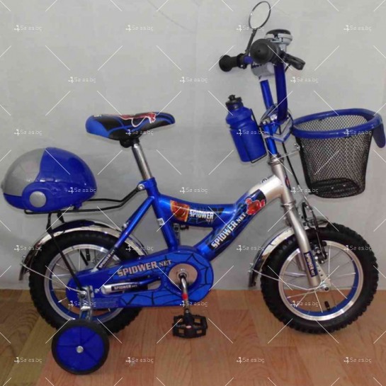 Детски велосипед с кош и помощни колела Spiderman  с 16'' цолови гуми