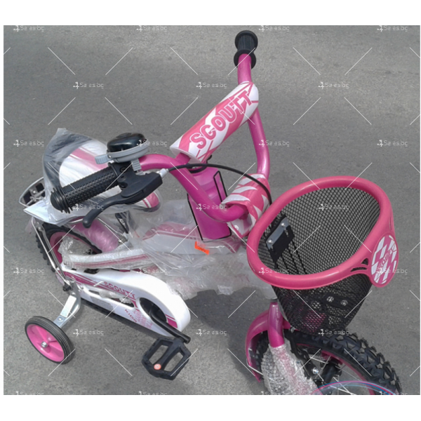 Велосипед за деца с помощни колела, кош за багаж и 12 или 14 инчови гуми 3