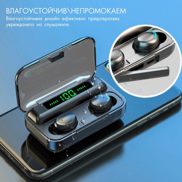 Безжични TWS bluetooth 5.0 водоустойчиви слушалки с микрофон 2200mAh EP27D 11