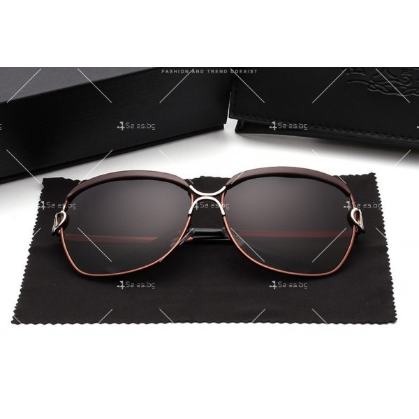 Нов дизайн стилни дамски слънчеви очила с големи стъкла и метална рамка YJ42 4