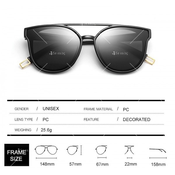 Класически унисекс слънчеви очила с двойна рамка YJ51 5