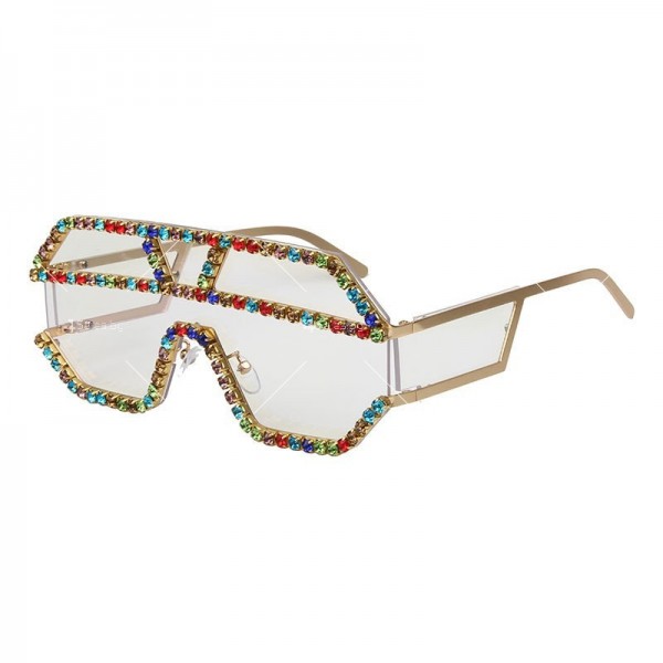 Елегантни дамски слънчеви очила със стъкла петоъгълници и кристали YJ61 5