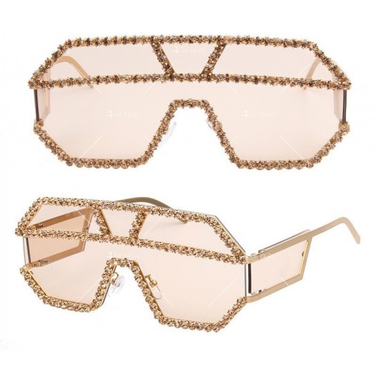 Елегантни дамски слънчеви очила със стъкла петоъгълници и кристали YJ61