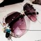 Масивни дамски слънчеви очила с декорация от кристални цветя YJ65 4