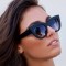 Модни дамски слънчеви очила във формата на котешко око с масивна рамка YJ66 13