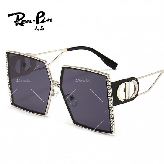 Елегантни дамски слънчеви очила с големи квадратни стъкла и кристали  YJ70