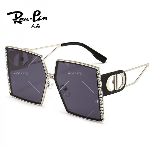 Елегантни дамски слънчеви очила с големи квадратни стъкла и кристали  YJ70 5