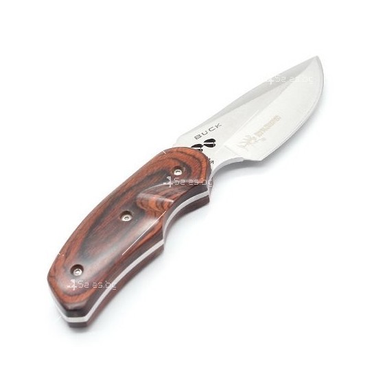 Джобен ловно-туристически нож с дървена дръжка и стоманено острие BUCK 480