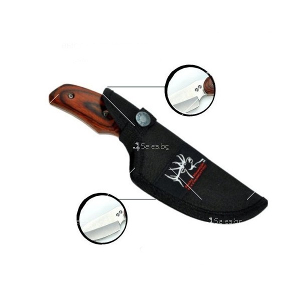 Джобен ловно-туристически нож с дървена дръжка и стоманено острие BUCK 480 3