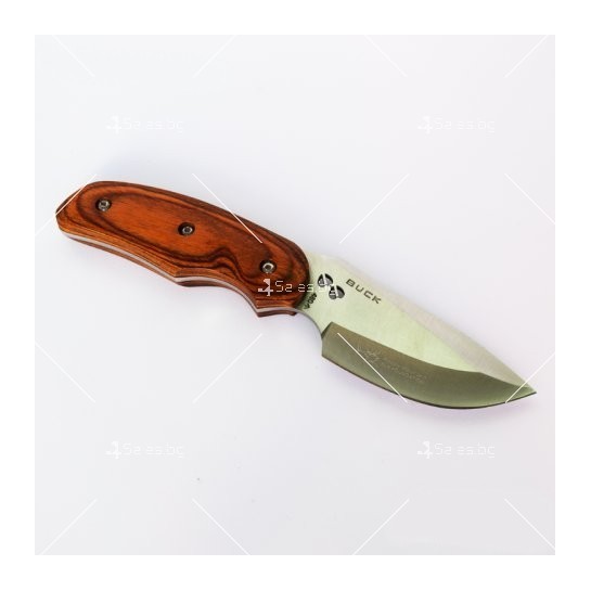 Джобен ловно-туристически нож с дървена дръжка и стоманено острие BUCK 480