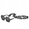 Слънчеви дамски очила с шестоъгълна форма на стъклата и масивна верига YJ79