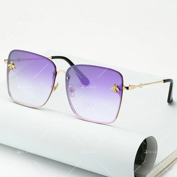 Дамски слънчеви очила с метална рамка и квадратни стъкла 9