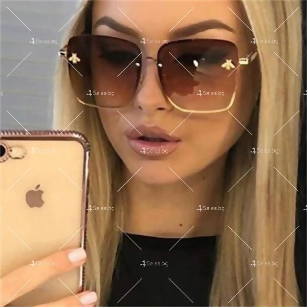 Дамски слънчеви очила с метална рамка и квадратни стъкла 14