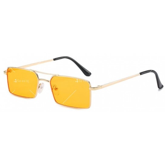 Класически дамски ретро слънчеви очила с метална правоъгълна рамка