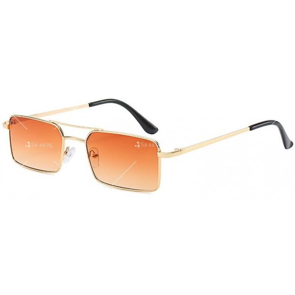 Класически дамски ретро слънчеви очила с метална правоъгълна рамка 5