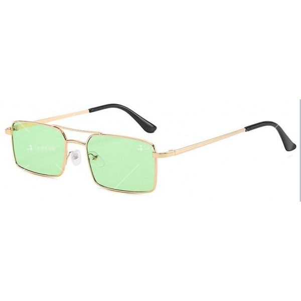 Класически дамски ретро слънчеви очила с метална правоъгълна рамка 7