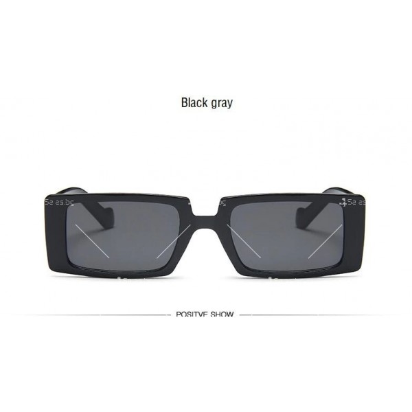 Винтидж цветни дамски слънчеви очила с издължена квадратна форма 1