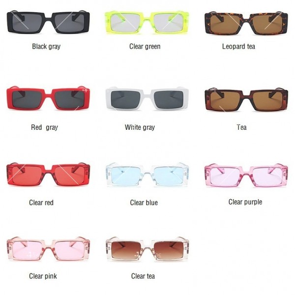 Винтидж цветни дамски слънчеви очила с издължена квадратна форма 10