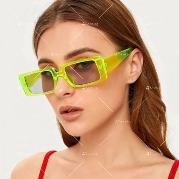 Винтидж цветни дамски слънчеви очила с издължена квадратна форма 13