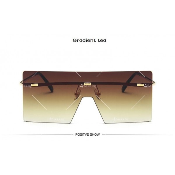 Големи квадратни дамски Oversized слънчеви очила без рамка, UV400 1