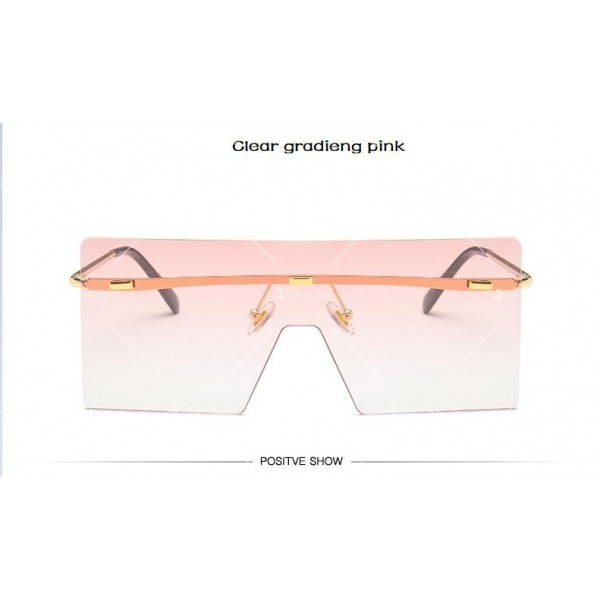 Големи квадратни дамски Oversized слънчеви очила без рамка, UV400 3