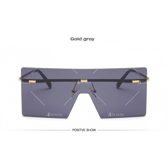Големи квадратни дамски Oversized слънчеви очила без рамка, UV400