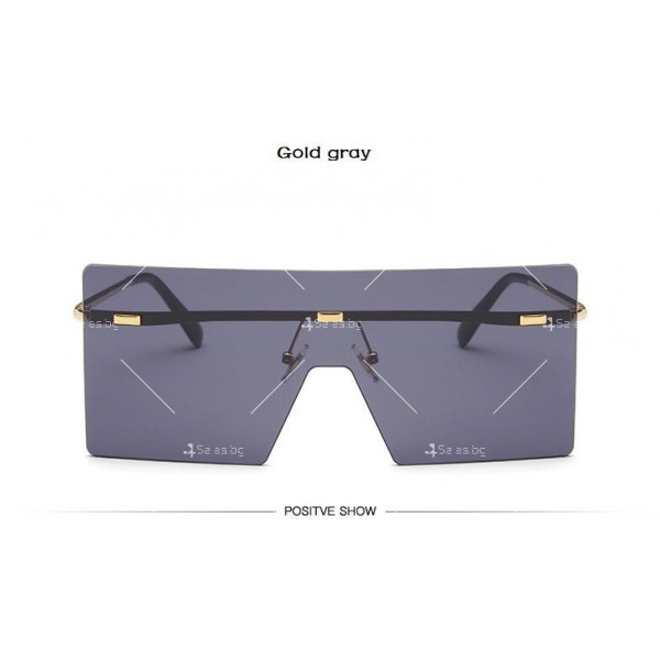 Големи квадратни дамски Oversized слънчеви очила без рамка, UV400 7