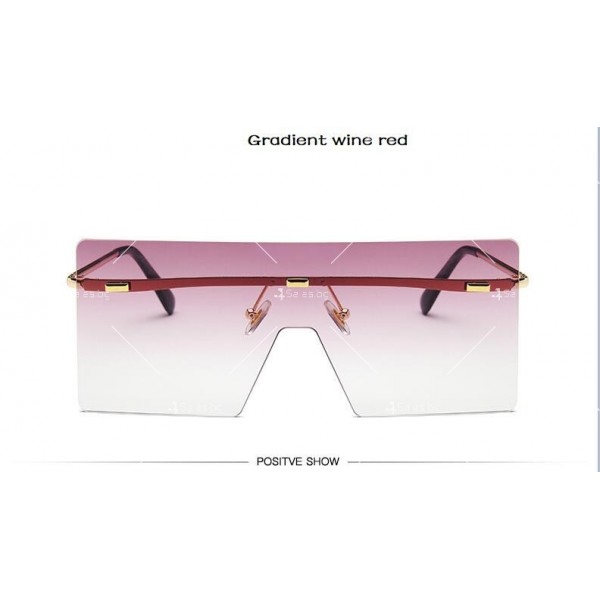 Големи квадратни дамски Oversized слънчеви очила без рамка, UV400 9
