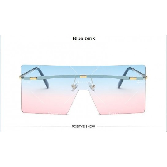 Големи квадратни дамски Oversized слънчеви очила без рамка, UV400