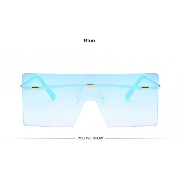 Големи квадратни дамски Oversized слънчеви очила без рамка, UV400 13