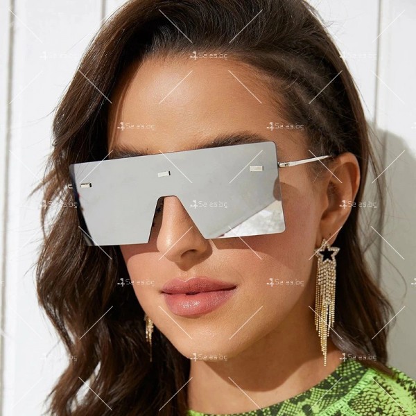 Големи квадратни дамски Oversized слънчеви очила без рамка, UV400 17