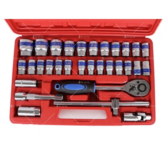 Комплект от 32 инструмента за ключ с тресчотка + Удобен куфар за съхранение