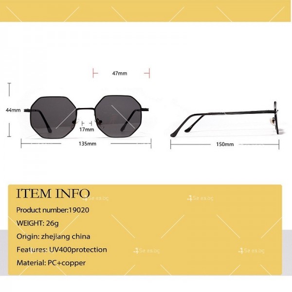 Ретро слънчеви очила с огледални стъкла във формата на осмоъгълник 6