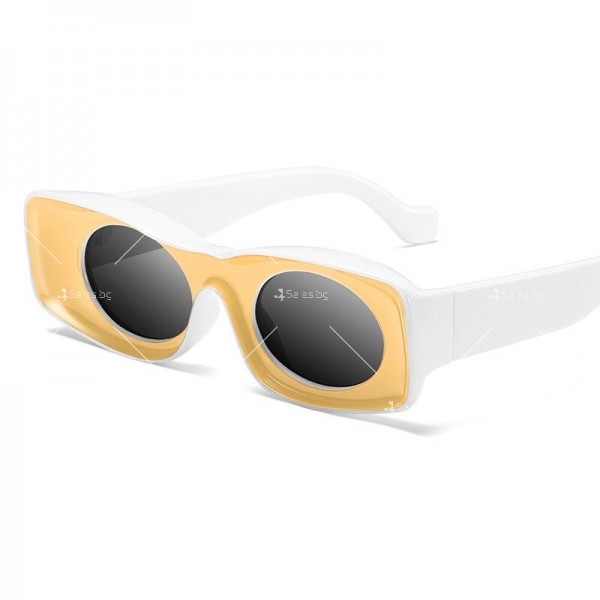Слънчеви очила с правоъгълна форма с големи рамки и малки кръгли стъкла 1