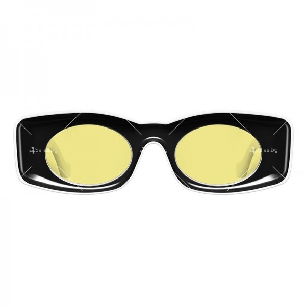 Слънчеви очила с правоъгълна форма с големи рамки и малки кръгли стъкла 2