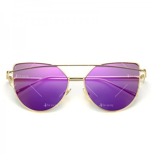 Дамски слънчеви очила с метална рамка и огледални стъкла 7