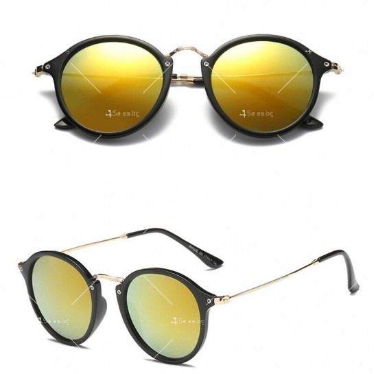 Дамски модни слънчеви очила с рамка от метал и пластмаса с кръгли стъкла