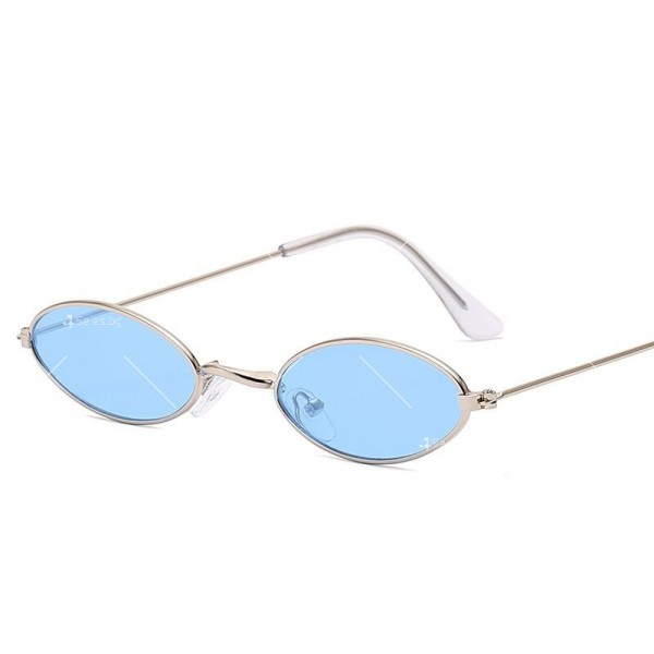 Малки дамски слънчеви очила с овални стъкла и метална рамка 7