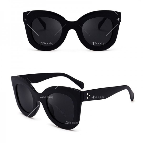 Дамски слънчеви очила с дебела рамка и заоблени стъкла 5