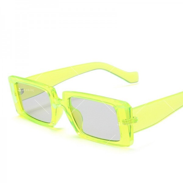 Дамски цветни слънчеви очила с пластмасова дебела рамка и правоъгълни лещи 2