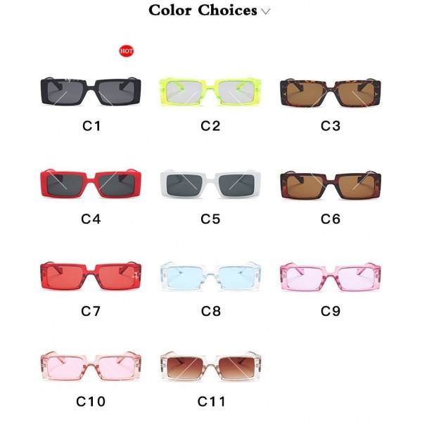 Дамски цветни слънчеви очила с пластмасова дебела рамка и правоъгълни лещи 12