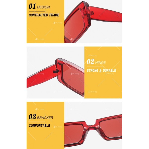 Дамски цветни слънчеви очила с пластмасова дебела рамка и правоъгълни лещи 14