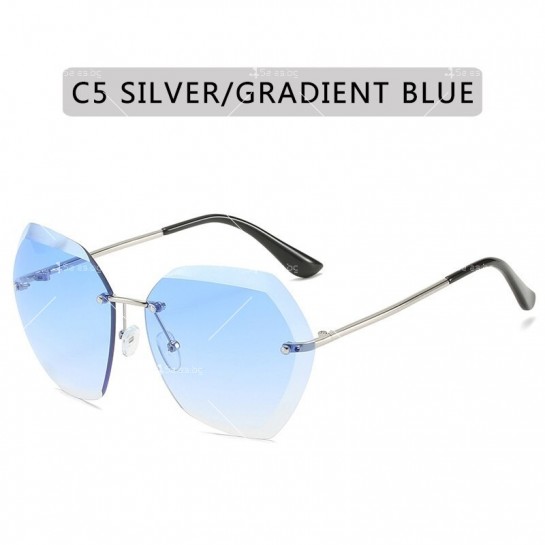 Дамски слънчеви очила с форма на шестоъгълник и метални дръжки