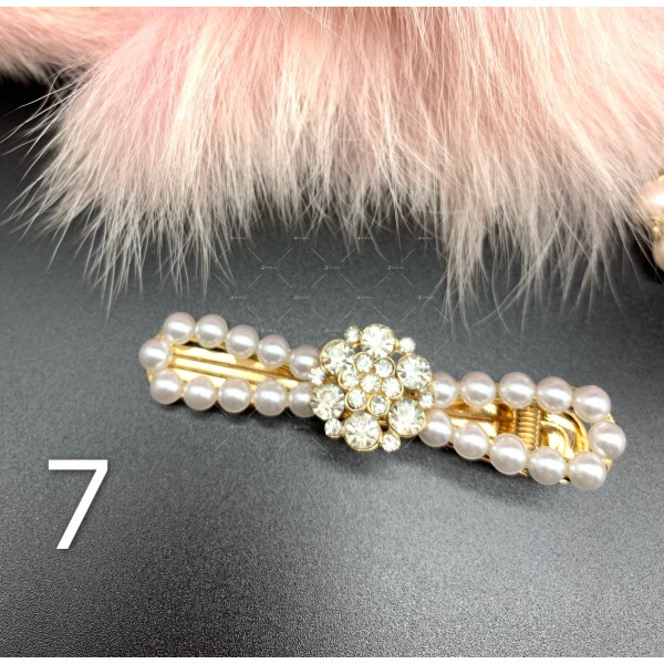 Фиби за коса с 3D перли, златиста щипка - F63 7