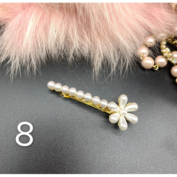 Фиби за коса с 3D перли, златиста щипка - F63 8