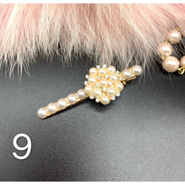 Фиби за коса с 3D перли, златиста щипка - F63 9