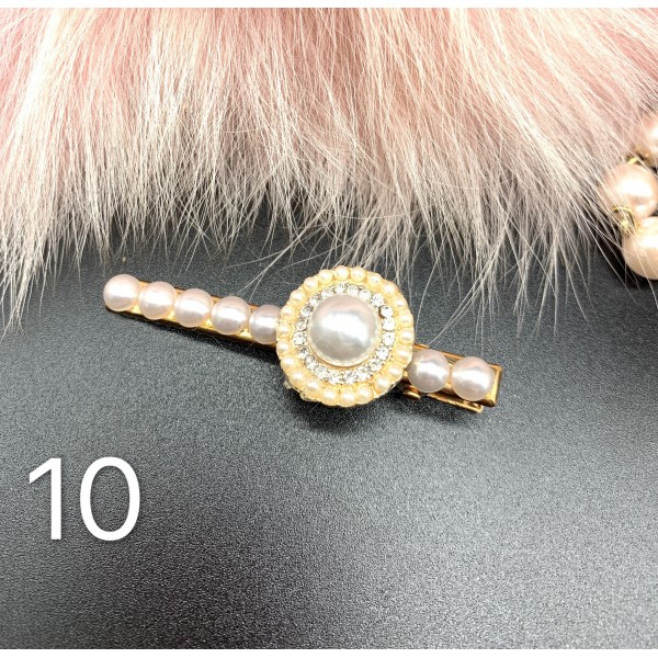 Фиби за коса с 3D перли, златиста щипка - F63 10